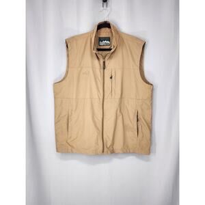 Outdoor Vest Mens XL Tan Hiking Utility Mesh Lined Zip Pockets Fishing